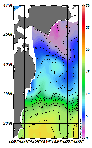 AMSRによる2026年3月17日の房総から道東沖合の海面水温1℃台から18℃台となっている