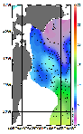 AMSRによる2026年4月2日の房総から道東沖合の海面水温2℃台から17℃台となっている