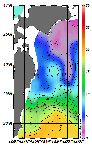 AMSRによる2026年4月4日の房総から道東沖合の海面水温1℃台から19℃台となっている