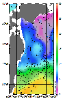 AMSRによる2026年4月6日の房総から道東沖合の海面水温0℃台から19℃台となっている