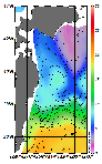 AMSRによる2026年4月14日の房総から道東沖合の海面水温2℃台から20℃台となっている