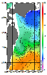 AMSRによる2026年5月6日の房総から道東沖合の海面水温4℃台から22℃台となっている