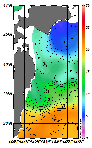 AMSRによる2026年5月11日の房総から道東沖合の海面水温4℃台から22℃台となっている