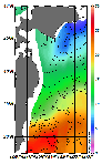 AMSRによる2026年5月19日の房総から道東沖合の海面水温5℃台から25℃台となっている