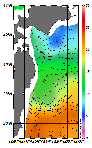 AMSRによる2026年5月21日の房総から道東沖合の海面水温6℃台から23℃台となっている