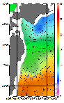 AMSRによる2026年5月22日の房総から道東沖合の海面水温6℃台から23℃台となっている