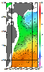 AMSRによる2026年5月26日の房総から道東沖合の海面水温6℃台から23℃台となっている