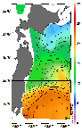 AMSRによる2026年5月27日の房総から道東沖合の海面水温6℃台から23℃台となっている