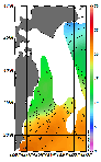 AMSRによる2026年5月29日の房総から道東沖合の海面水温6℃台から23℃台となっている