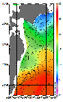 AMSRによる2026年6月2日の房総から道東沖合の海面水温5℃台から25℃台となっている