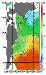 AMSRによる2026年6月3日の房総から道東沖合の海面水温8℃台から24℃台となっている