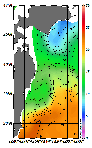 AMSRによる2026年6月5日の房総から道東沖合の海面水温6℃台から23℃台となっている