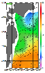 AMSRによる2026年6月6日の房総から道東沖合の海面水温6℃台から22℃台となっている