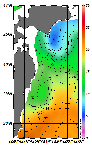 AMSRによる2026年6月7日の房総から道東沖合の海面水温6℃台から22℃台となっている