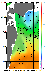 AMSRによる2026年6月10日の房総から道東沖合の海面水温6℃台から22℃台となっている