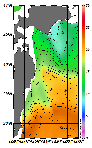 AMSRによる2026年6月12日の房総から道東沖合の海面水温8℃台から23℃台となっている