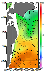 AMSRによる2026年6月16日の房総から道東沖合の海面水温9℃台から23℃台となっている