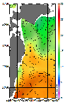AMSRによる2026年6月17日の房総から道東沖合の海面水温10℃台から23℃台となっている