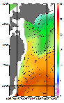 AMSRによる2026年6月18日の房総から道東沖合の海面水温8℃台から24℃台となっている