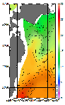 AMSRによる2026年6月20日の房総から道東沖合の海面水温10℃台から24℃台となっている