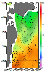 AMSRによる2026年6月24日の房総から道東沖合の海面水温10℃台から23℃台となっている