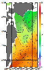 AMSRによる2026年6月26日の房総から道東沖合の海面水温10℃台から24℃台となっている