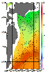 AMSRによる2026年6月27日の房総から道東沖合の海面水温11℃台から22℃台となっている