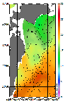 AMSRによる2026年6月28日の房総から道東沖合の海面水温11℃台から23℃台となっている