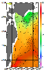 AMSRによる2026年7月1日の房総から道東沖合の海面水温12℃台から24℃台となっている
