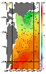 AMSRによる2026年7月5日の房総から道東沖合の海面水温11℃台から24℃台となっている