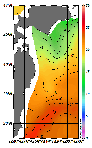 AMSRによる2026年7月6日の房総から道東沖合の海面水温13℃台から24℃台となっている