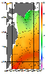AMSRによる2026年7月7日の房総から道東沖合の海面水温12℃台から24℃台となっている