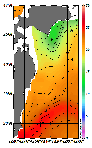 AMSRによる2026年7月9日の房総から道東沖合の海面水温13℃台から25℃台となっている