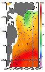 AMSRによる2026年7月12日の房総から道東沖合の海面水温13℃台から26℃台となっている
