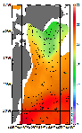 AMSRによる2026年7月17日の房総から道東沖合の海面水温13℃台から26℃台となっている