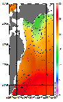 AMSRによる2026年7月18日の房総から道東沖合の海面水温13℃台から26℃台となっている