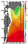 AMSRによる2026年7月20日の房総から道東沖合の海面水温12℃台から27℃台となっている