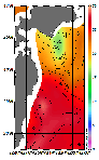 AMSRによる2026年7月22日の房総から道東沖合の海面水温15℃台から28℃台となっている