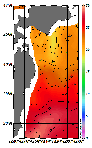 AMSRによる2026年7月24日の房総から道東沖合の海面水温18℃台から29℃台となっている