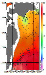 AMSRによる2026年7月29日の房総から道東沖合の海面水温16℃台から29℃台となっている