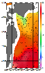 AMSRによる2026年7月31日の房総から道東沖合の海面水温16℃台から29℃台となっている