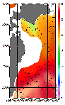 AMSRによる2026年8月1日の房総から道東沖合の海面水温16℃台から30℃台となっている