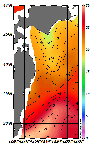 AMSRによる2026年8月2日の房総から道東沖合の海面水温18℃台から30℃台となっている