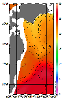 AMSRによる2026年8月5日の房総から道東沖合の海面水温18℃台から27℃台となっている