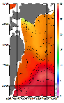 AMSRによる2026年8月5日の房総から道東沖合の海面水温17℃台から28℃台となっている