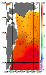 AMSRによる2026年8月6日の房総から道東沖合の海面水温19℃台から27℃台となっている