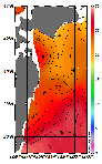AMSRによる2026年8月7日の房総から道東沖合の海面水温19℃台から28℃台となっている