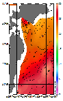 AMSRによる2026年8月9日の房総から道東沖合の海面水温19℃台から29℃台となっている