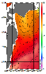 AMSRによる2026年8月11日の房総から道東沖合の海面水温17℃台から29℃台となっている