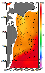 AMSRによる2026年8月13日の房総から道東沖合の海面水温18℃台から27℃台となっている